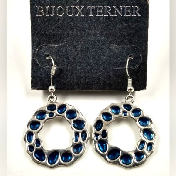 Bijoux Terner Animal Print Earrings Jewelry Blue Stone  New - Picture 1 of 7
